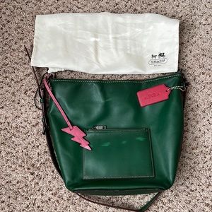 Coach Medium/large forest green tote bag